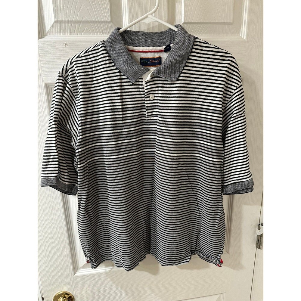 Payne Stewart Size Large Grey & White Button Up Polo Shirt Men's